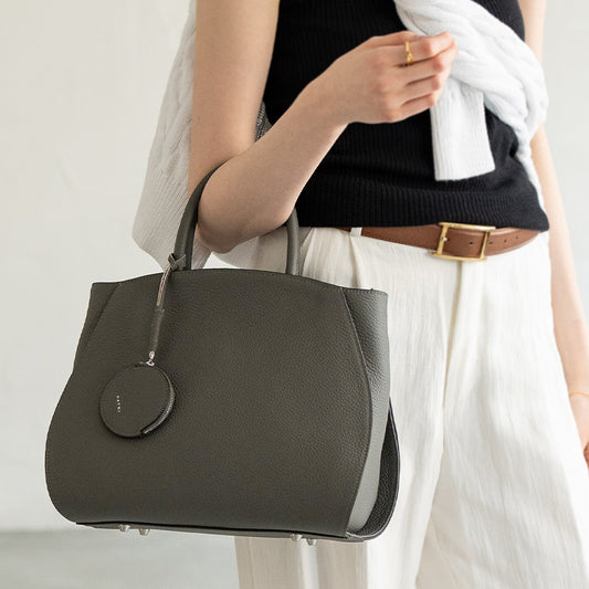 Leather tote bag 「Crymit (Version 3)」 Color: Elephant Gray