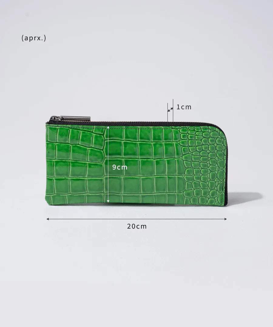 POMTATA L-zip long wallet (Crocodile embossed)