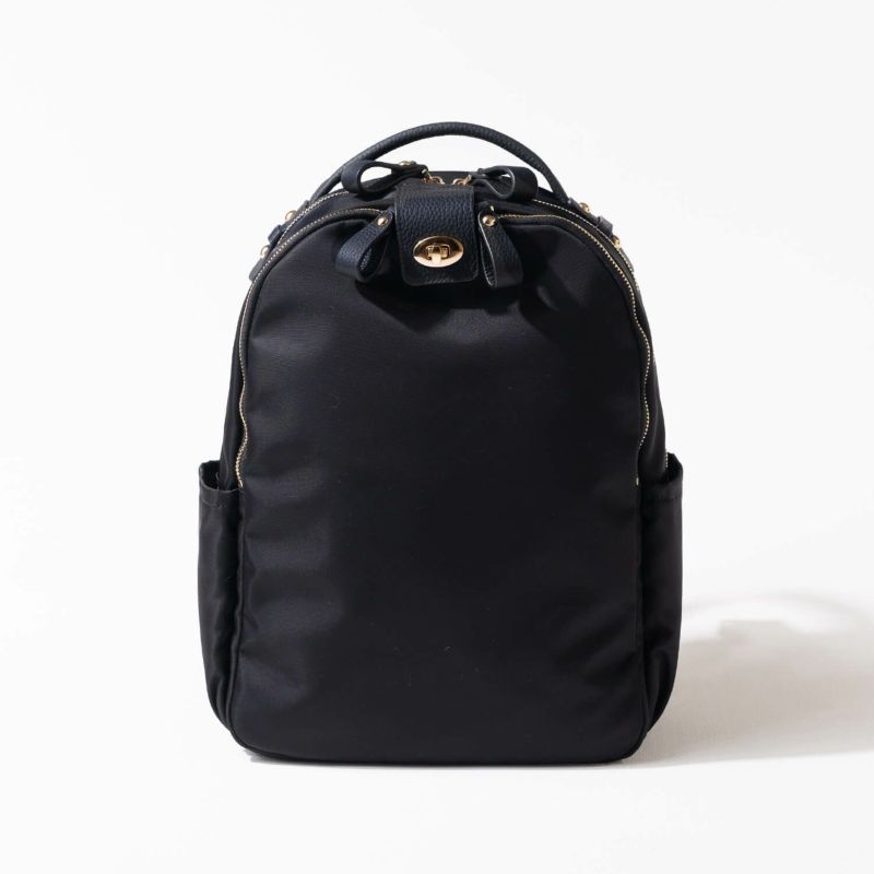 Nylon backpack 「Nylon Loche Ruck」 Color: Black (Gold-color hardware)