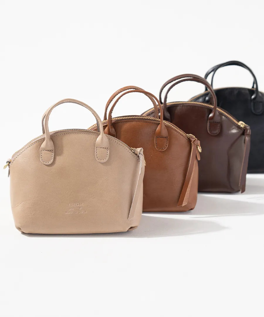 Bag "Light leather boston mini" Color:Black,Camel,Sand greige,Chocolate brown