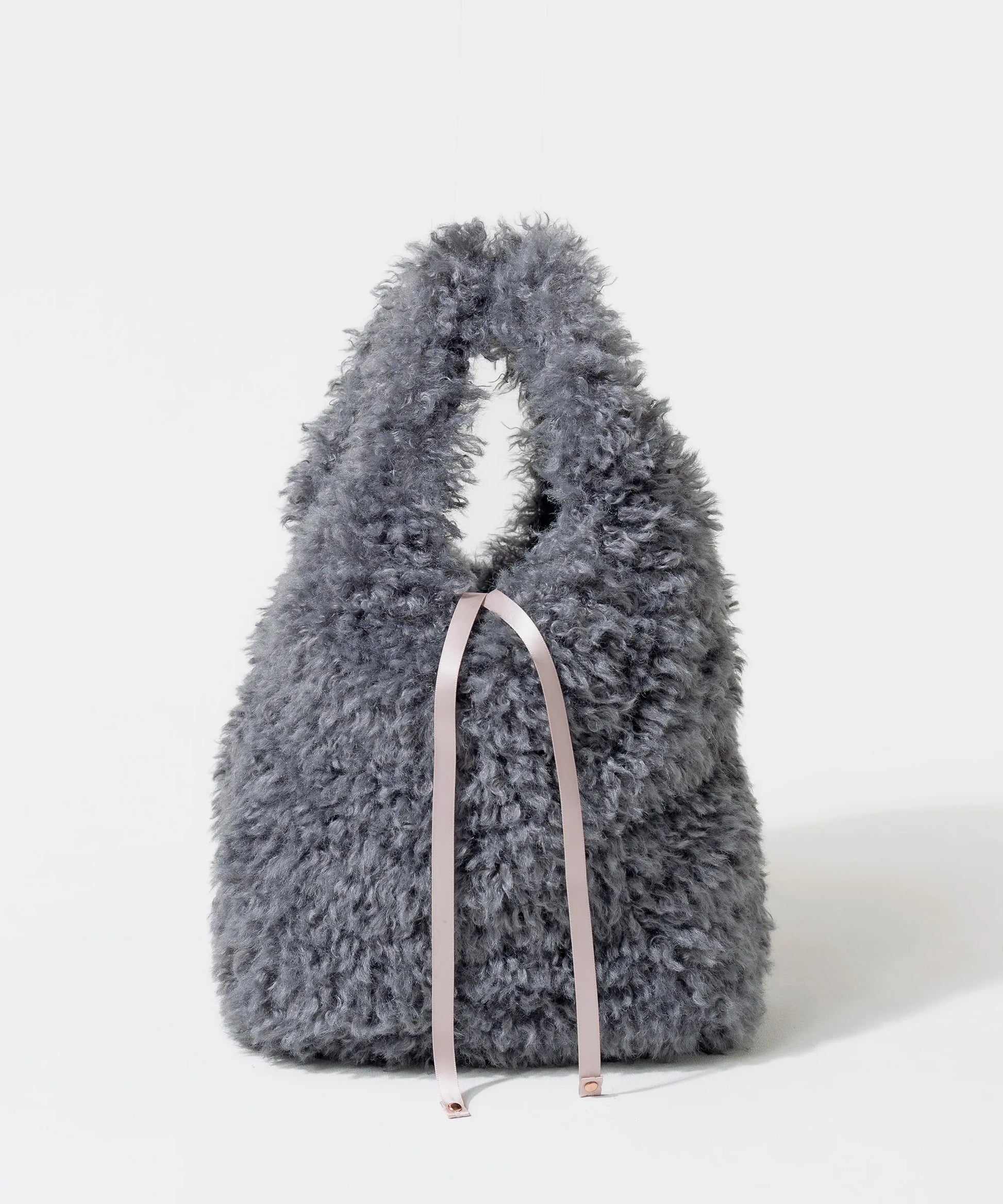 Fur tote bag "Pudle" Color:Gray