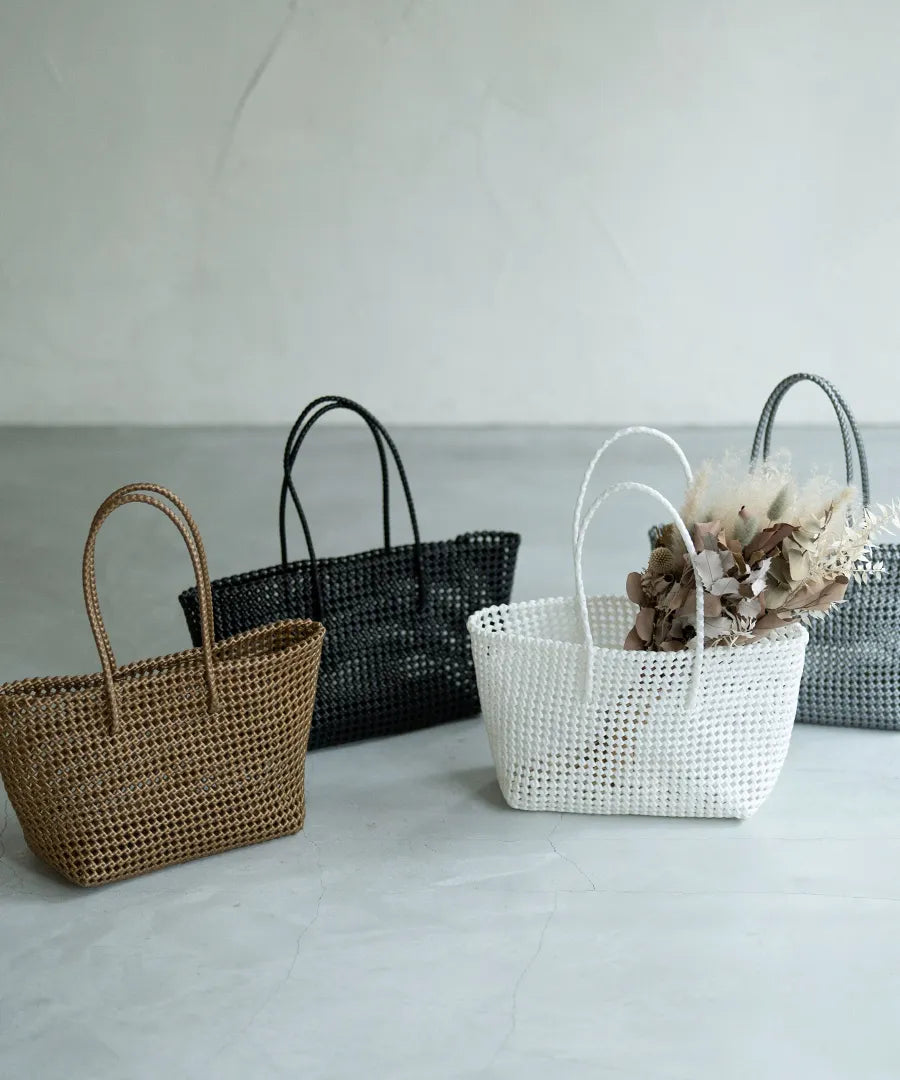 Basket bag「Basq」Color: Black,Gray, White,Bronze