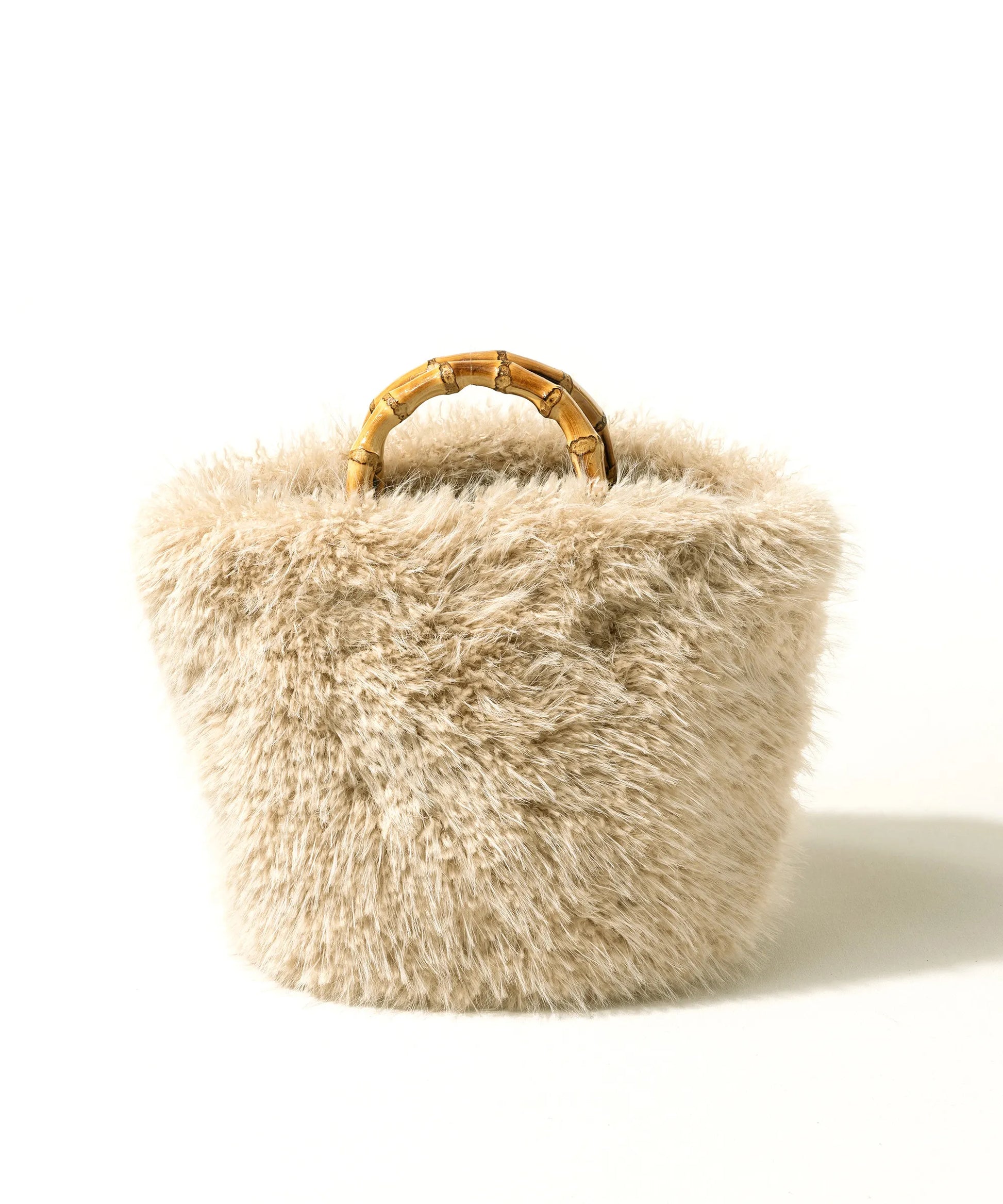 Fur bamboo tote bag "Sufy". Color:Beige