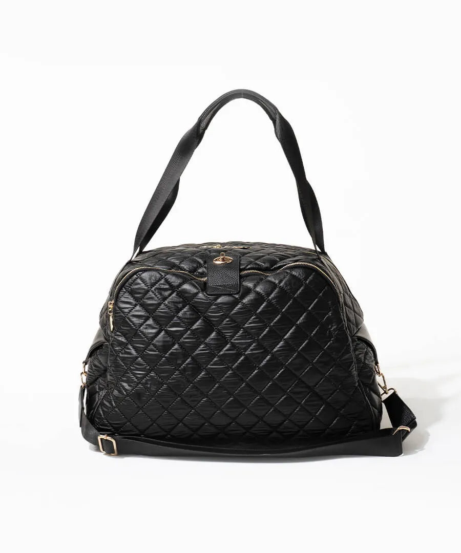 Travel Boston bag 「Loche Quilted Boston Bag LL(Version 2)」 Color: Black (Gold-color hardware)