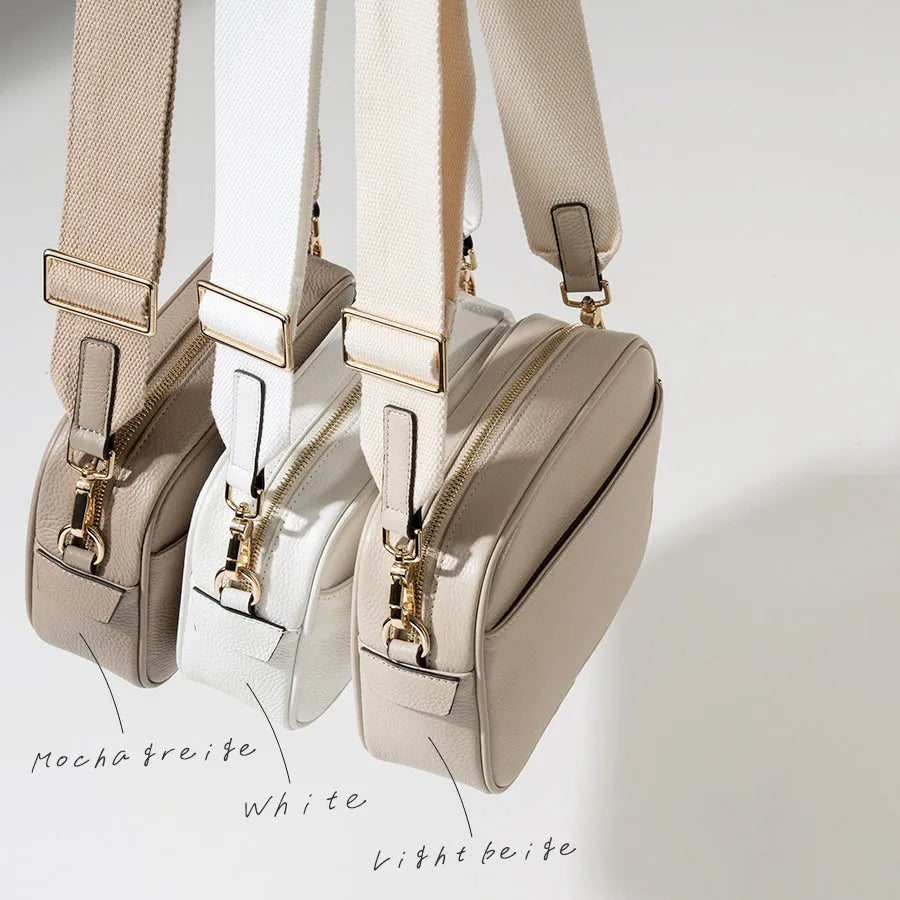 Shoulder bag "Conwy" Color:Mocha greige , White , Light beige.