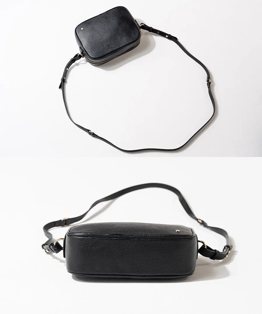 Top view of shoulder bag "Conwy”. Color:Black