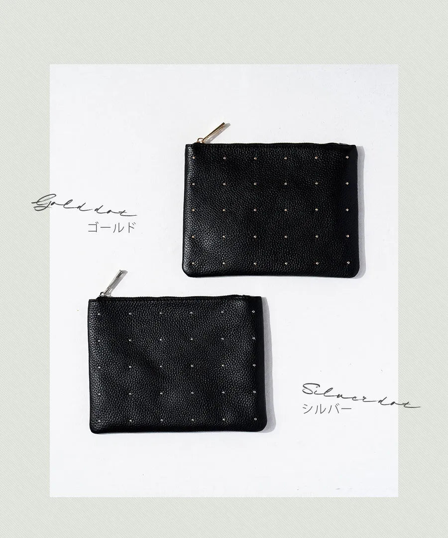 Leather pouch "Dotlpouch M" Color:Gold dot , Silver dot