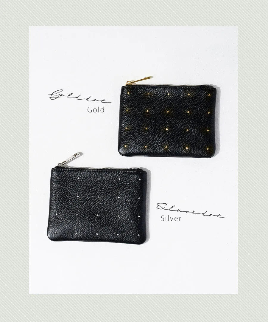 Leather pouch "Dotlpouch S" Color:Gold dot , Silver dot