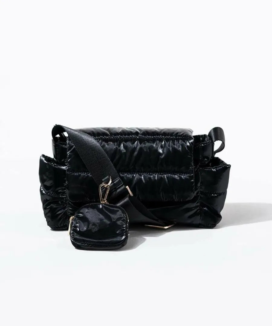 Shoulder bag "Flaum" and Mini pouche. Color: Black