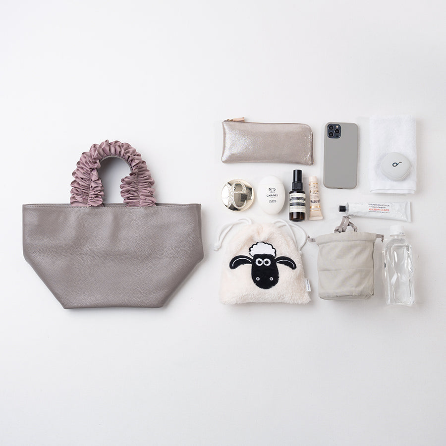 Hand bag "Frillka" storage. Color:Gray x Ash pink