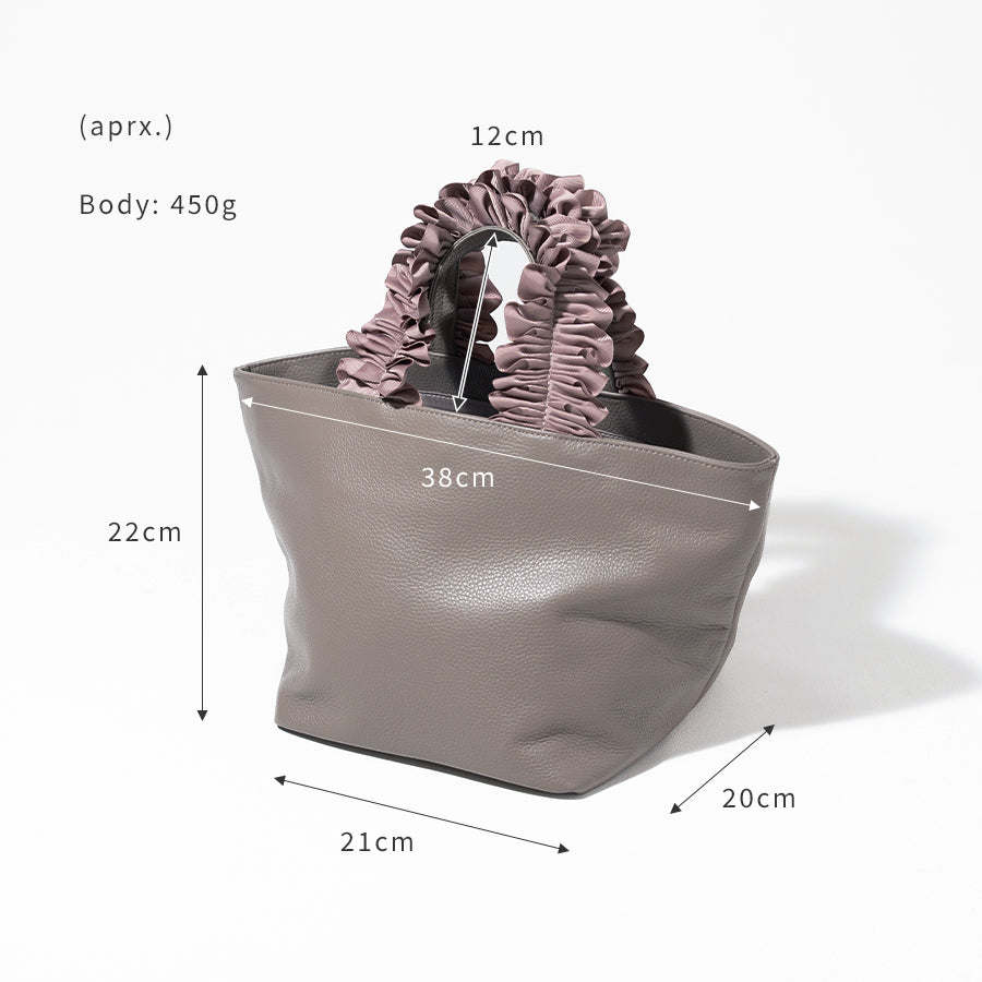 Hand bag "Frillka" size Color:Gray x Ash pink