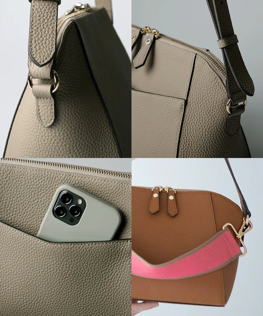 Shoulder bag “Herena" detail. Color: Greige