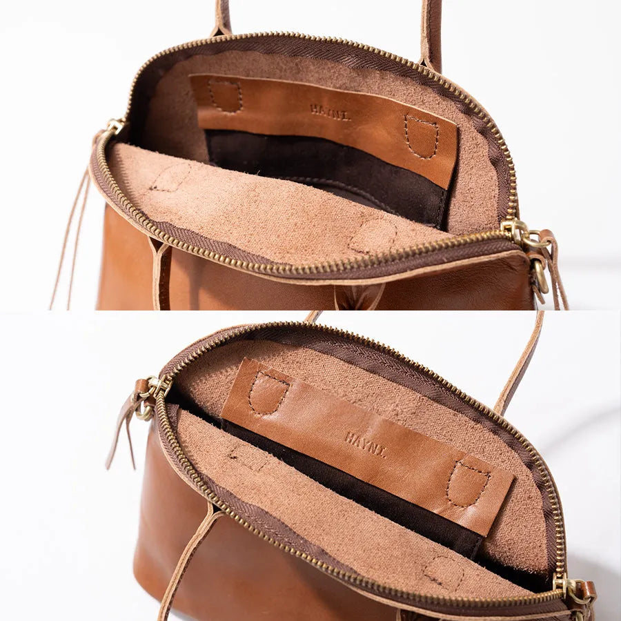 Leather tote bag "Hone S-size (Version 2)" inside Color:Camel brown