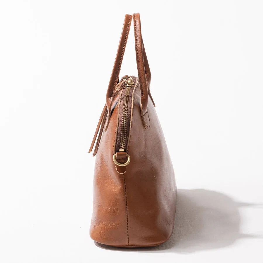 Leather tote bag "Hone S-size (Version 2)" Color:Camel brown