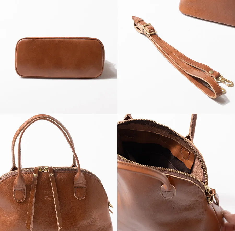 Leather tote bag "Hone S-size (Version 2)" detail Color:Camel brown