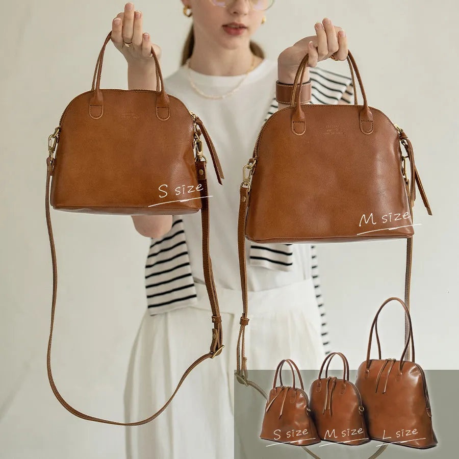 Leather tote bag "Hone S-size (Version 2)" size:Small,Medium,Large Color:Camel brown