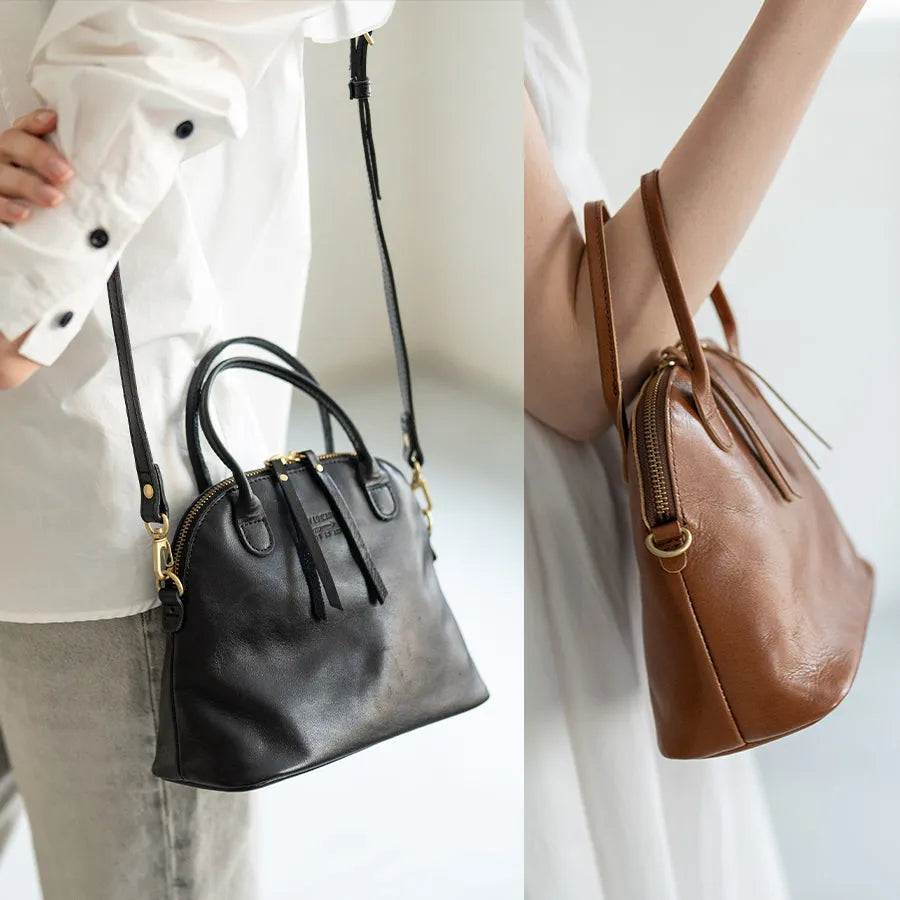 Leather tote bag "Hone S-size (Version 2)" Color:Black,Camel brown