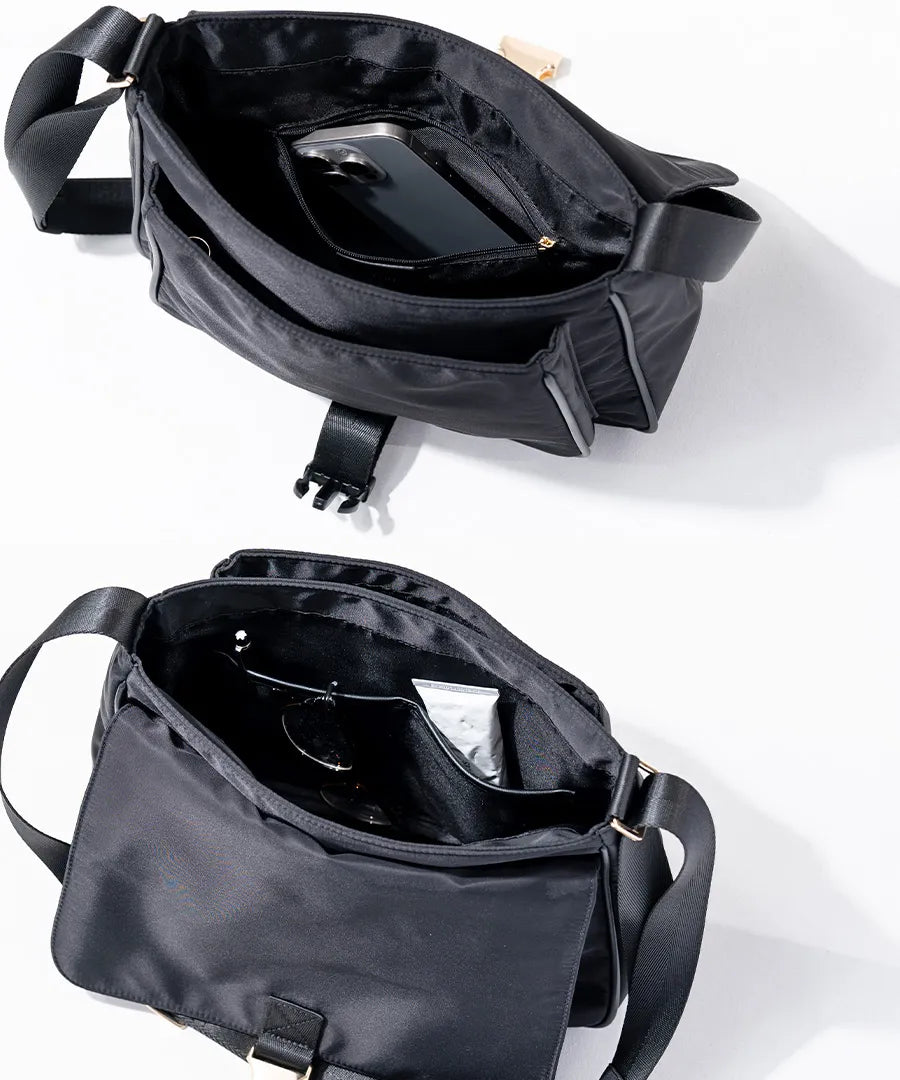 Nylon Shoulder bag "Lenum" inside Color:Black