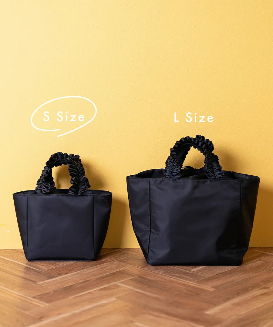 Frill handle tote bag “lifuka nylon S” S-size and L-size