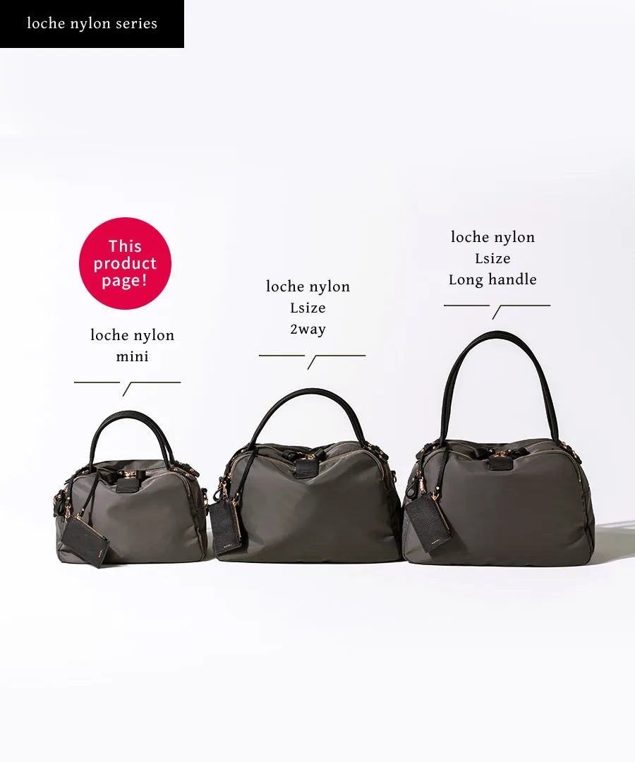 Comparing bag sizes "Mini Nylon Loche" Color:Gray black