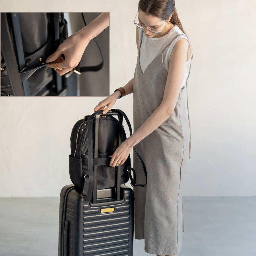 Nylon backpack 「Nylon Loche Ruck」 with suitcase belt