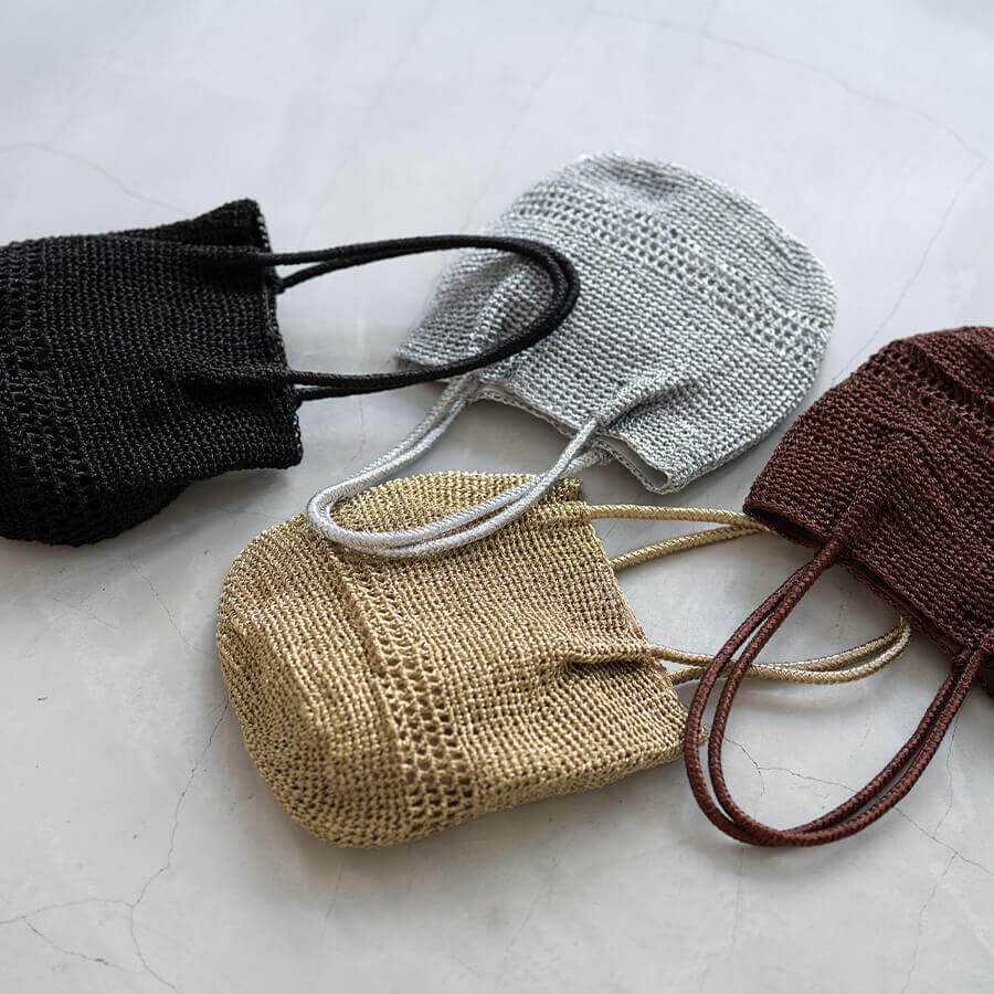 Metallic cord knit basket bag「Lunenta」 Color variations
