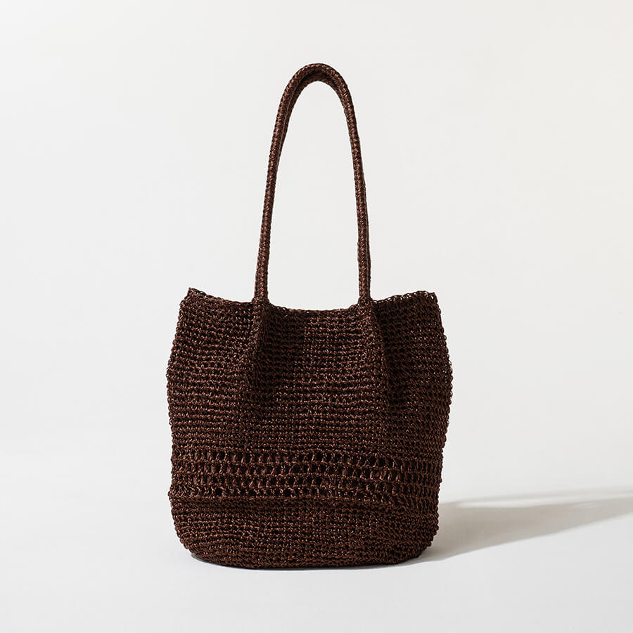 Metallic cord knit basket bag「Lunenta」 Color: Brown