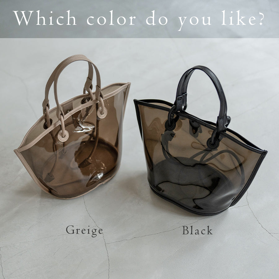 PVC transparent bag 「Luvinie」 Color: Black、Greige