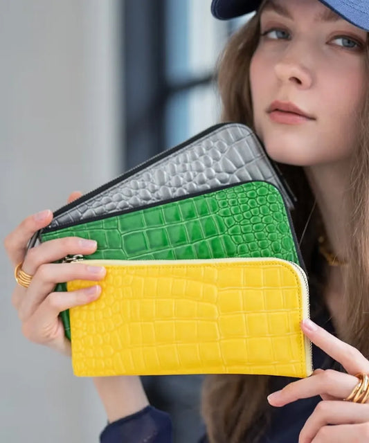 POMTATA L-zip long wallet (Crocodile embossed)