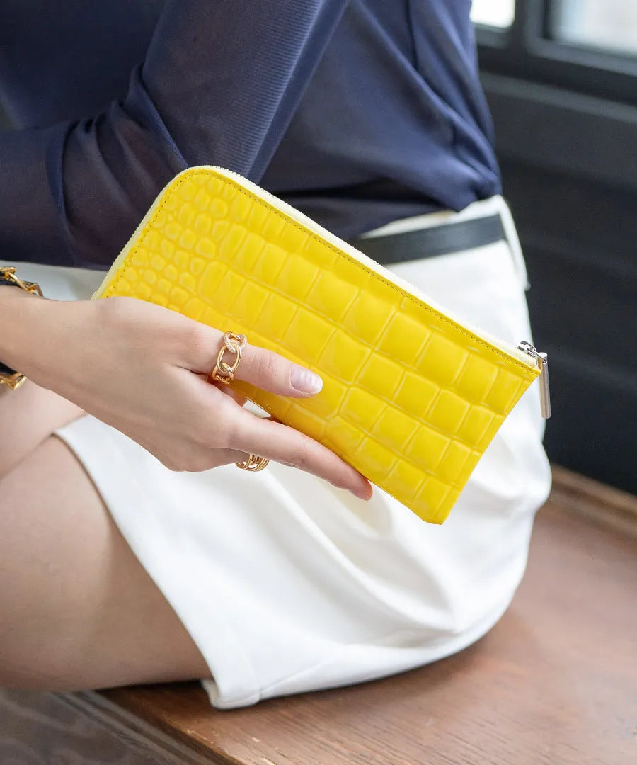 POMTATA L-zip long wallet (Crocodile embossed)
