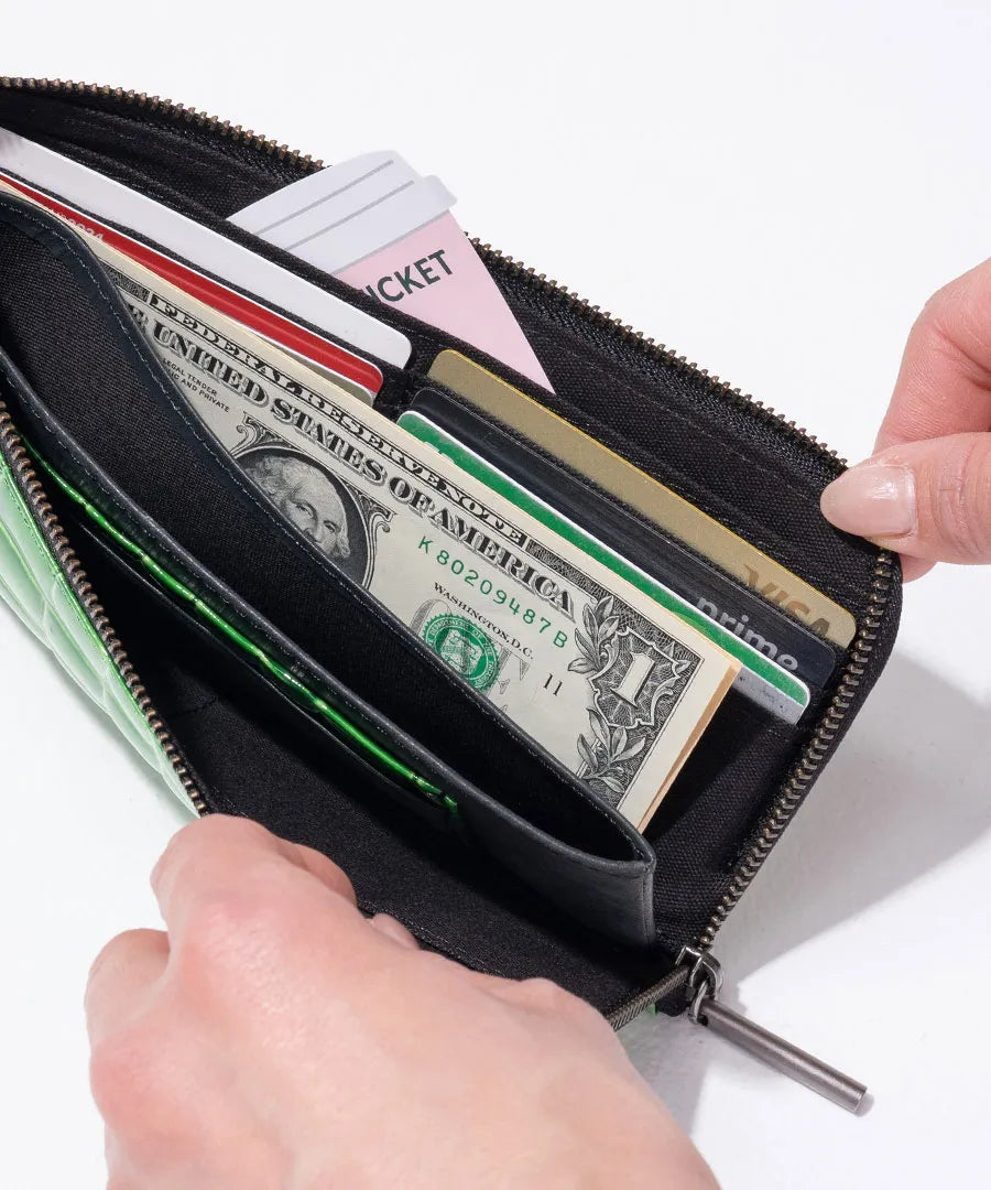 POMTATA L-zip long wallet (Crocodile embossed)