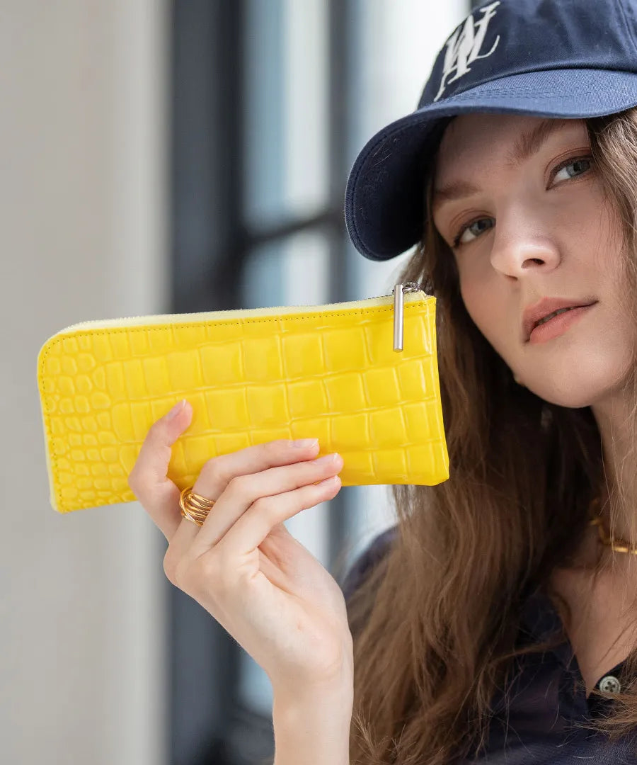 POMTATA L-zip long wallet (Crocodile embossed)
