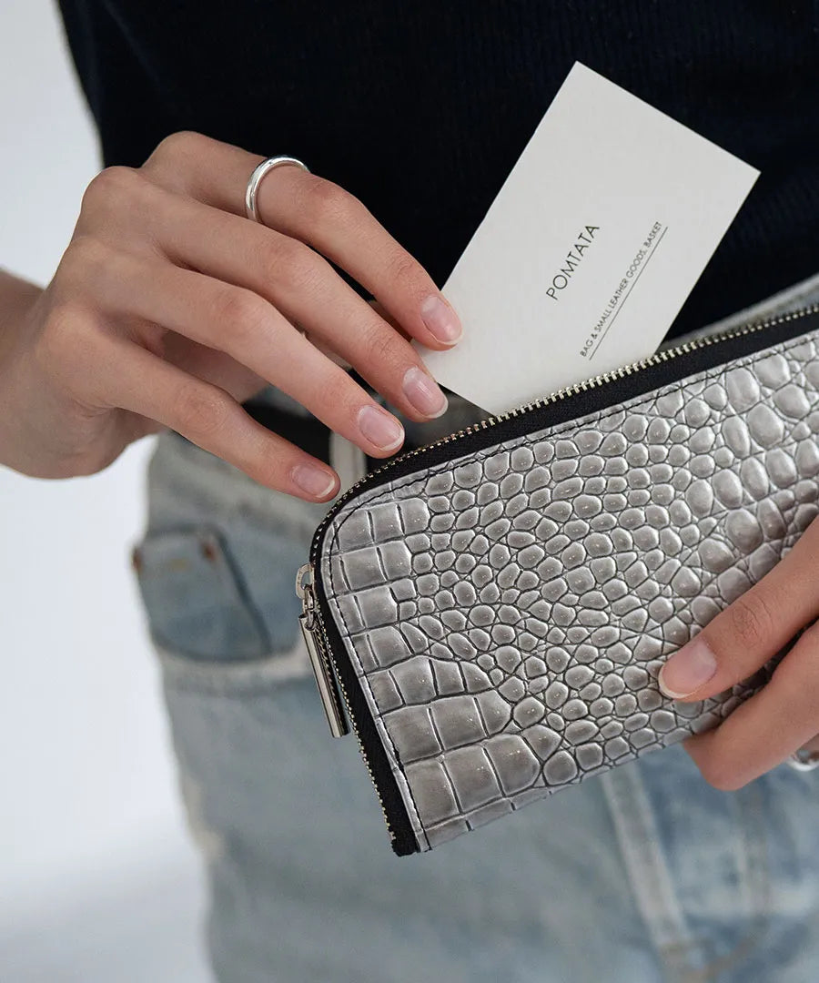 POMTATA L-zip long wallet (Crocodile embossed)