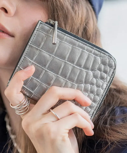 POMTATA L-zip short wallet (Crocodile embossed)