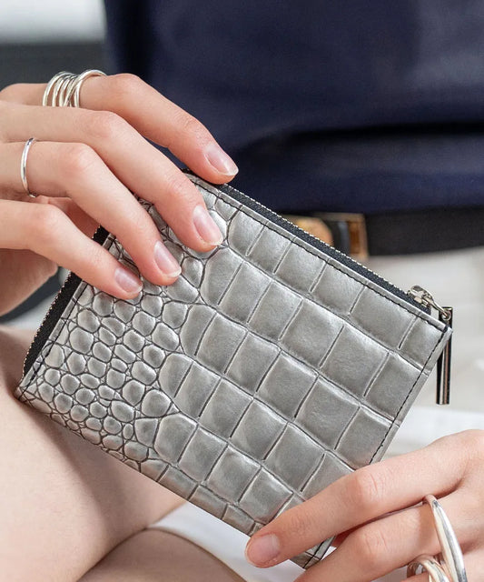 POMTATA L-zip short wallet (Crocodile embossed)