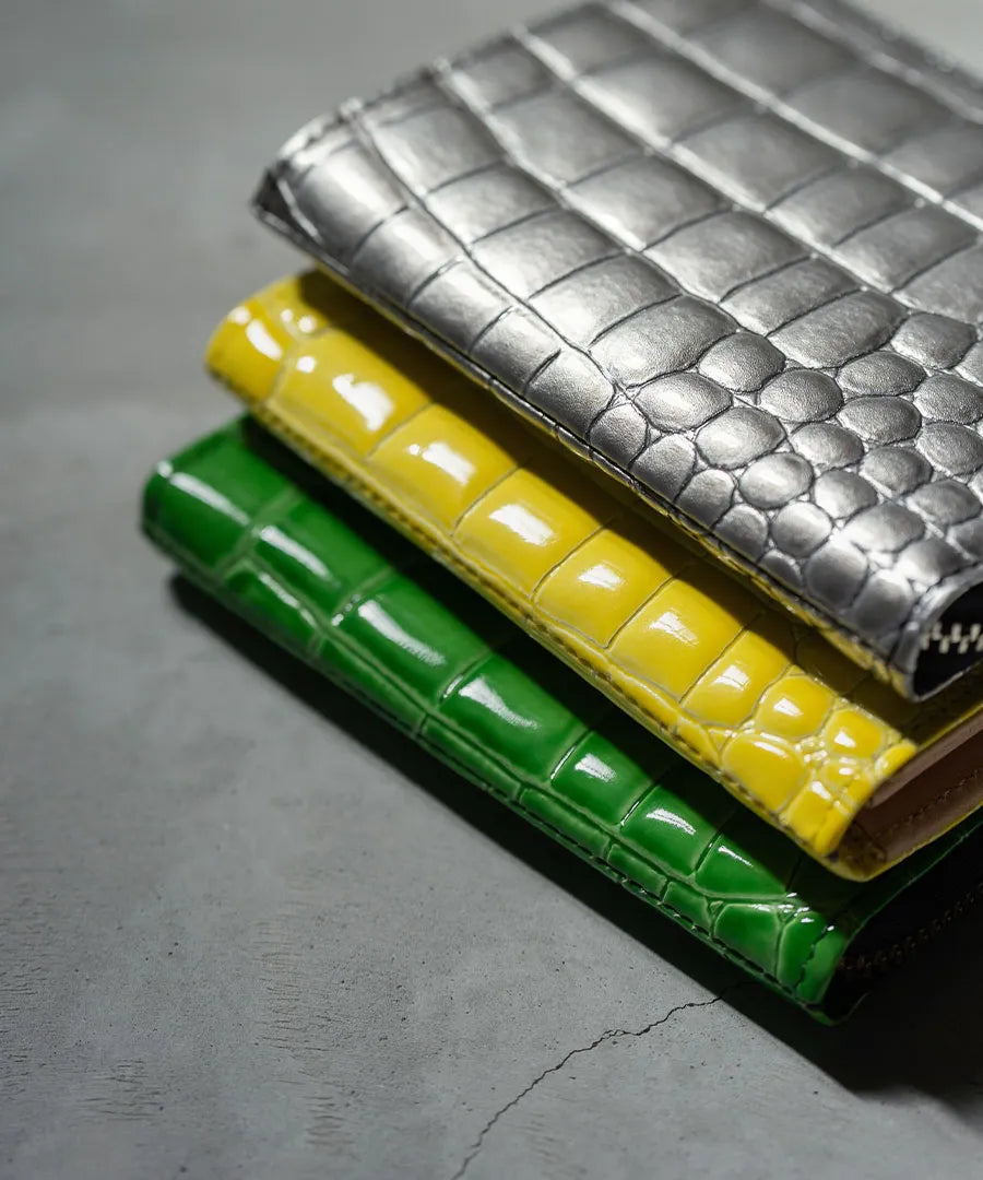 POMTATA L-zip short wallet (Crocodile embossed)