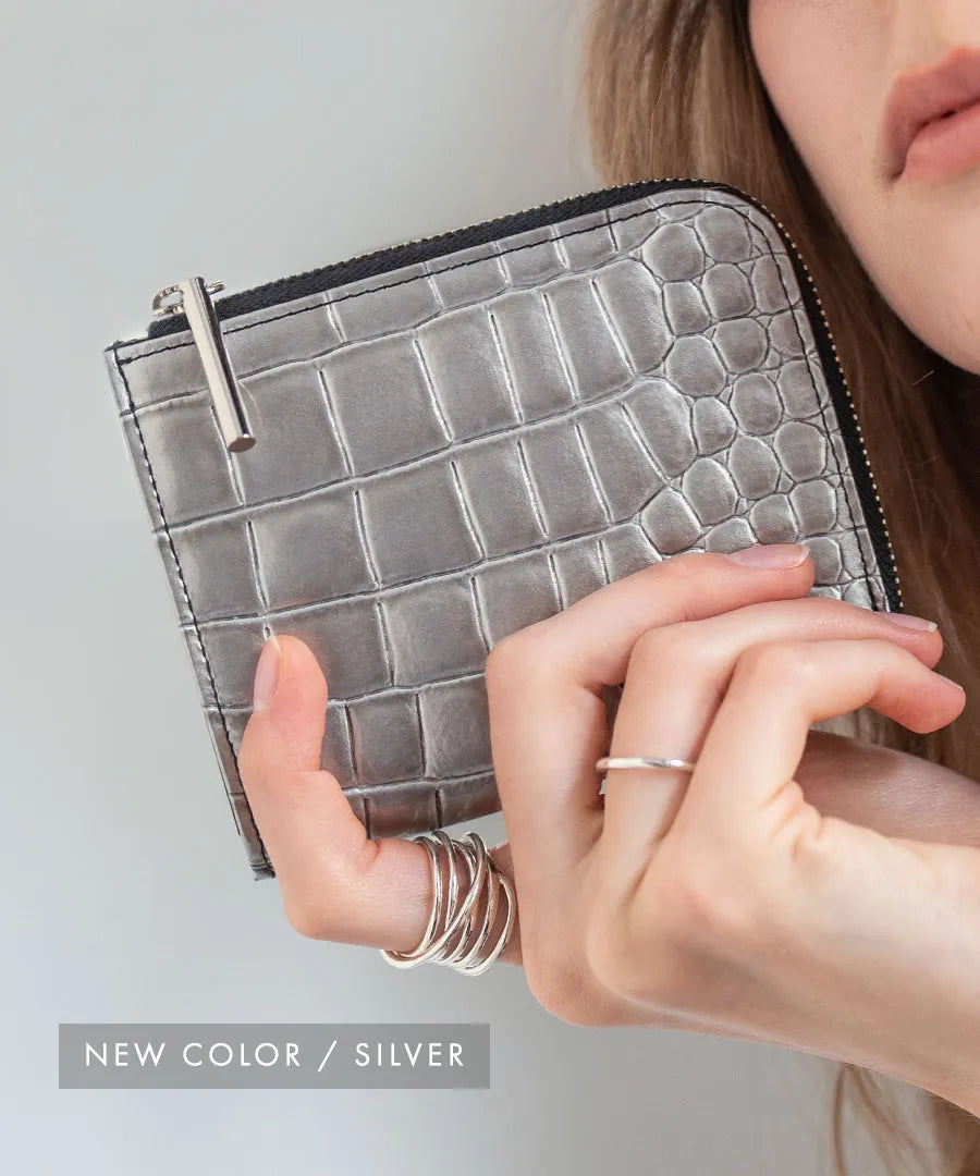 POMTATA L-zip short wallet (Crocodile embossed)
