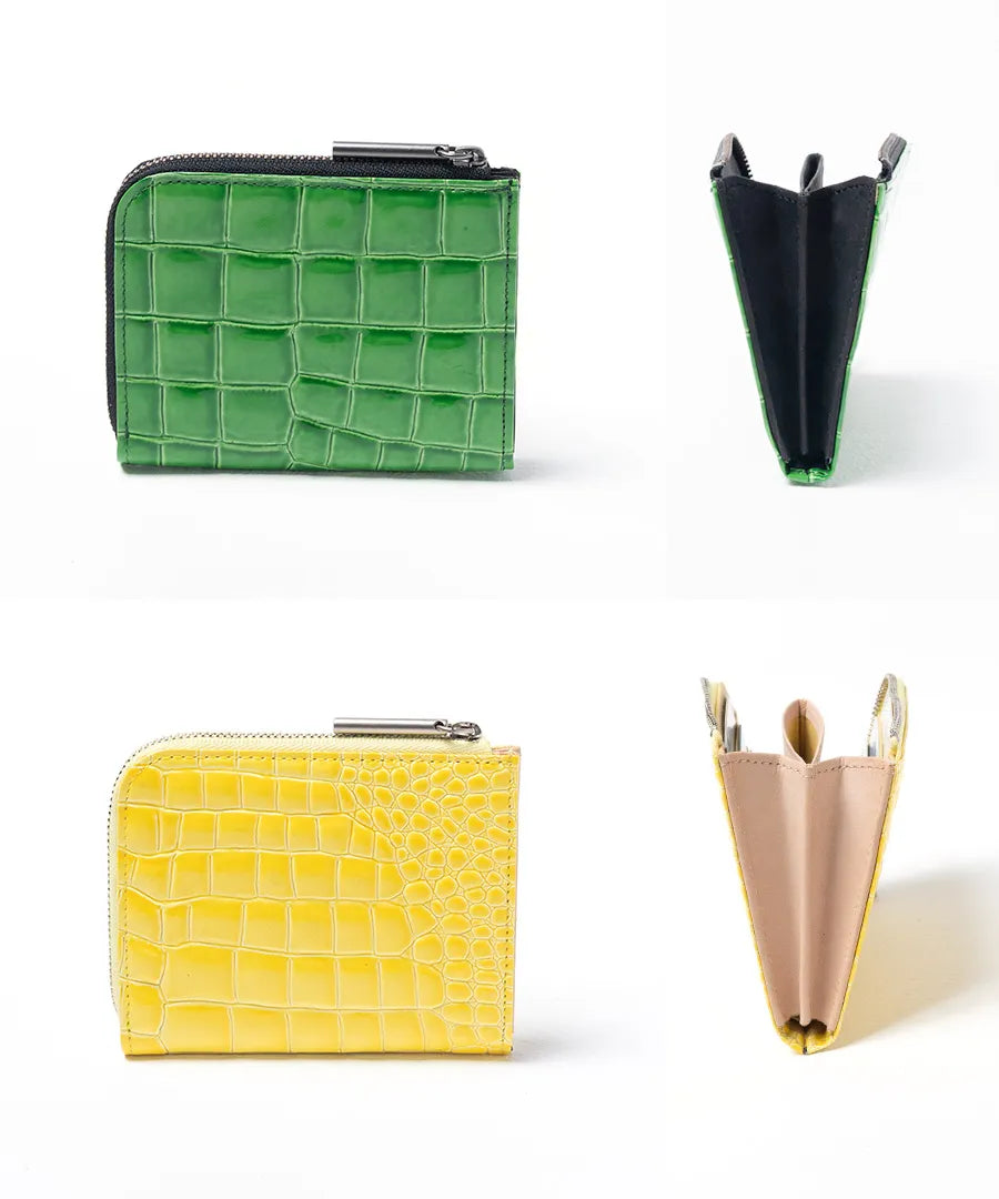 POMTATA L-zip short wallet (Crocodile embossed)