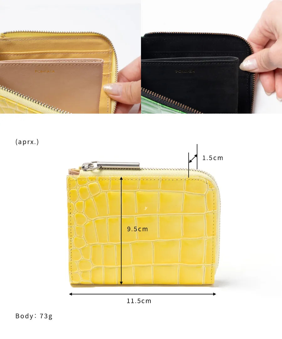 POMTATA L-zip short wallet (Crocodile embossed)