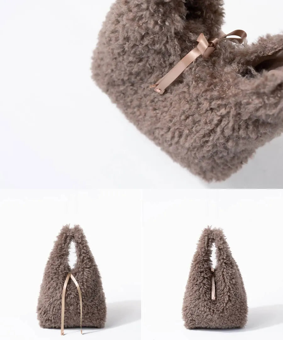 Fur tote bag "Pudle" Color:Mocha brown