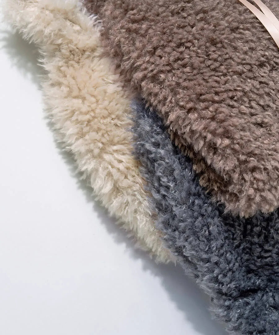 Fur tote bag "Pudle" Color:Mocha brown,Gray,Ivory