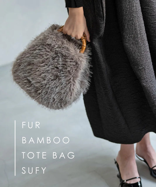 Fur bamboo tote bag "Sufy". Color:Gray