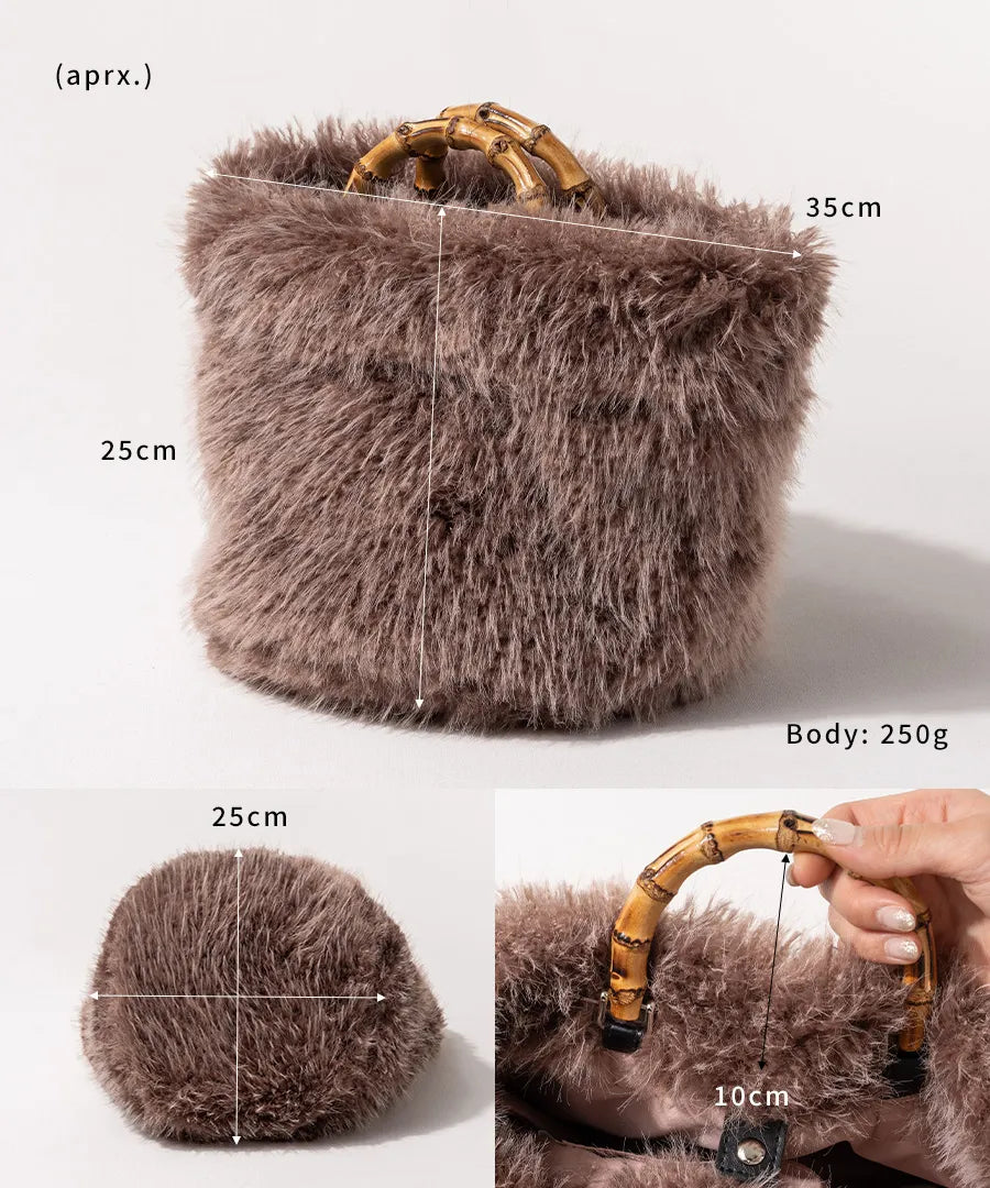 Fur bamboo tote bag "Sufy" size.