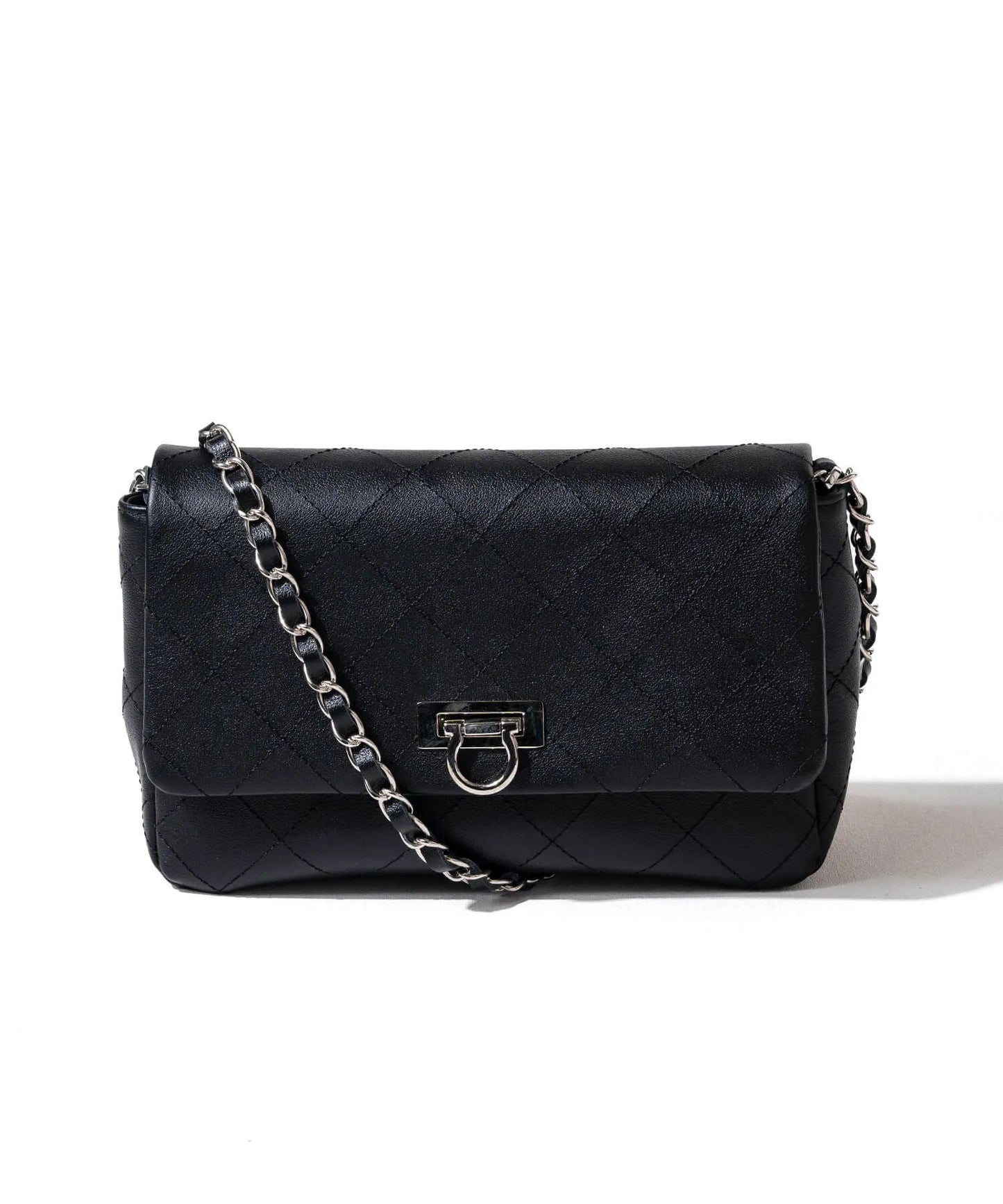 Shoulder bag "Baldone M" Color:Black (Silver-color hardware)