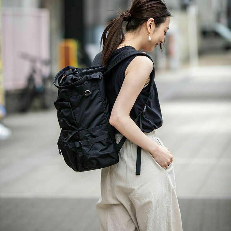 Nylon Mesh Rucksack Backpack 「Glarca」 Color: Nylon Black