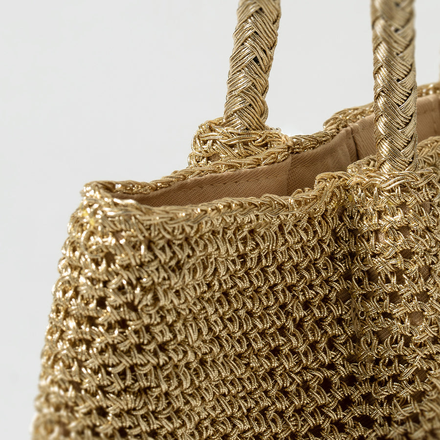 Metallic cord knit basket bag「Lunenta」 Material