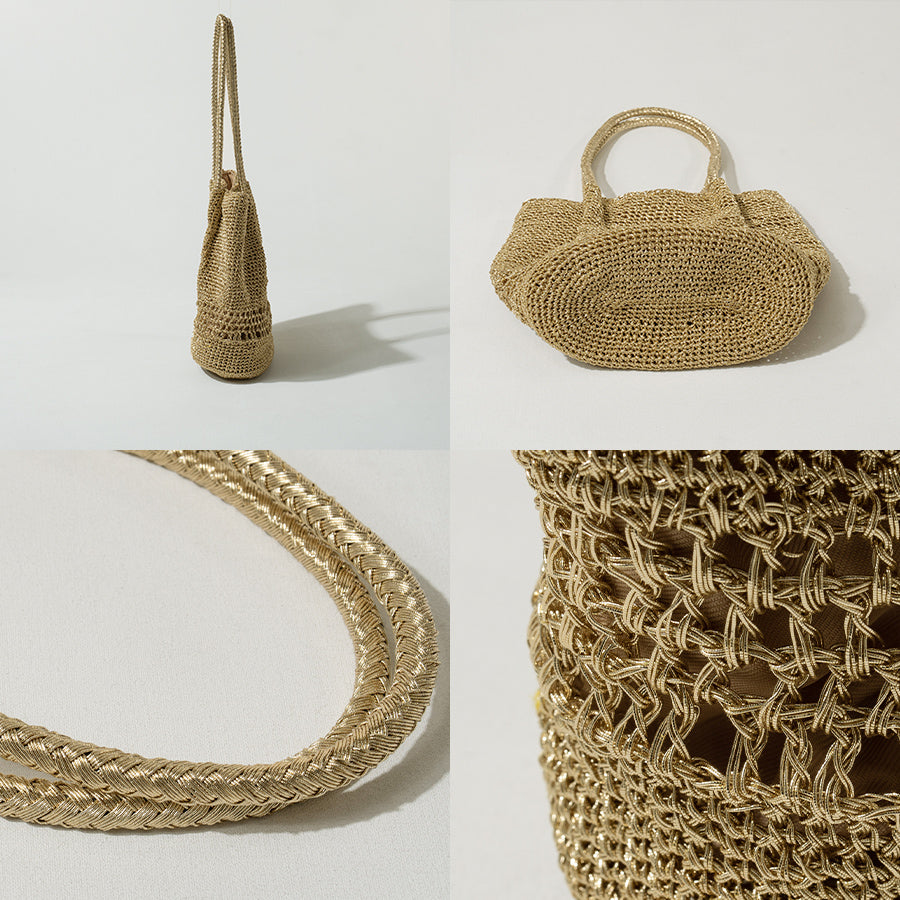 Metallic cord knit basket bag「Lunenta」 Detail
