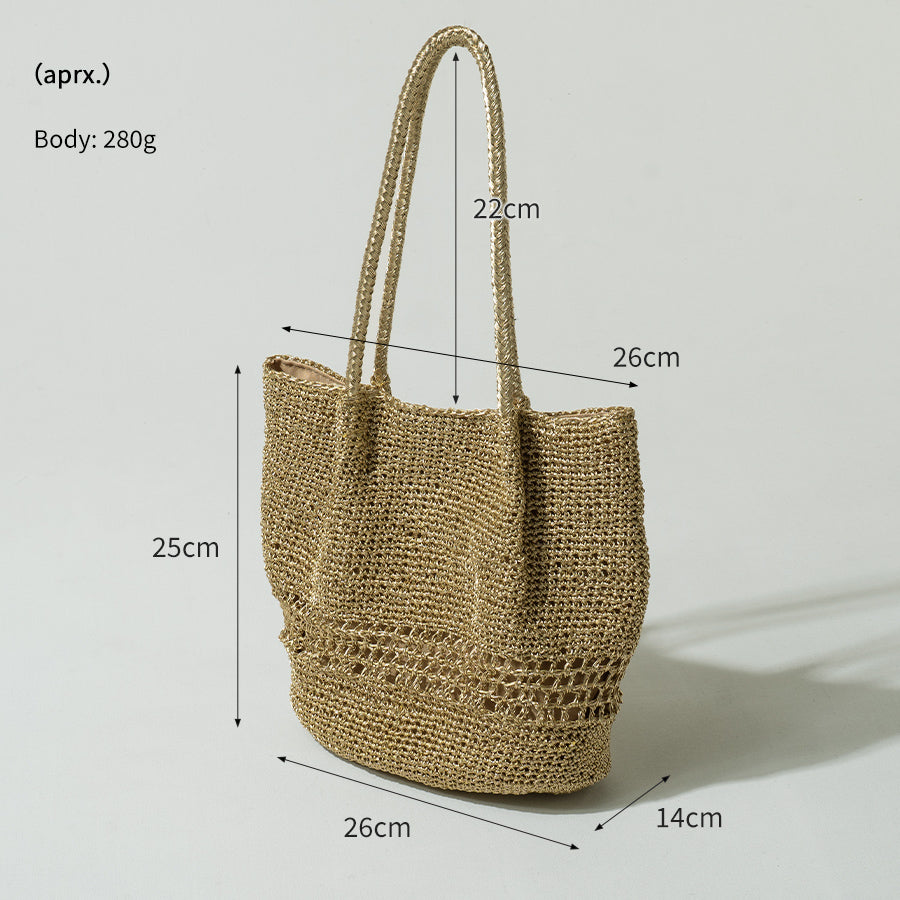 Metallic cord knit basket bag「Lunenta」 Size
